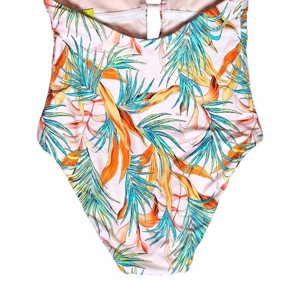 Gianni Bini Tropical One Piece Swimsuit with Plunging V-neckline Size Small - Picture 3 of 8